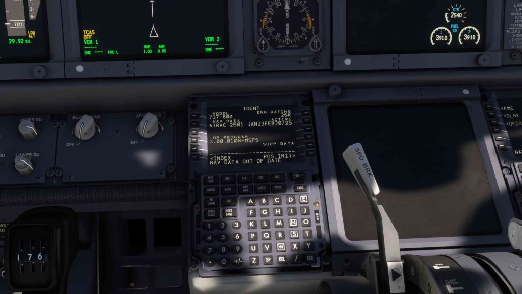 B737 CDU showing Nav Data Out Of Date