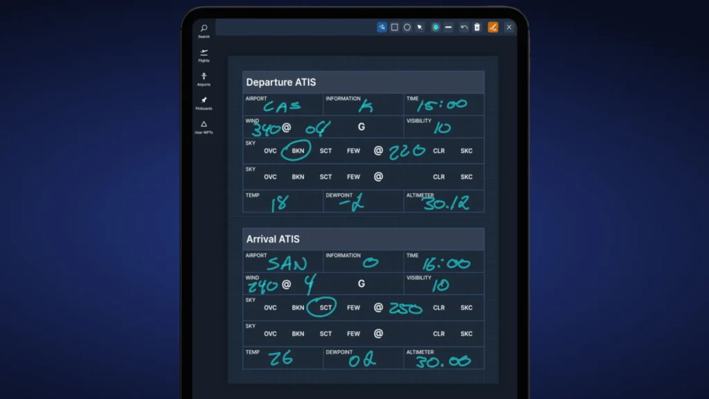 Template ATIS no Navigraph Scratchpads