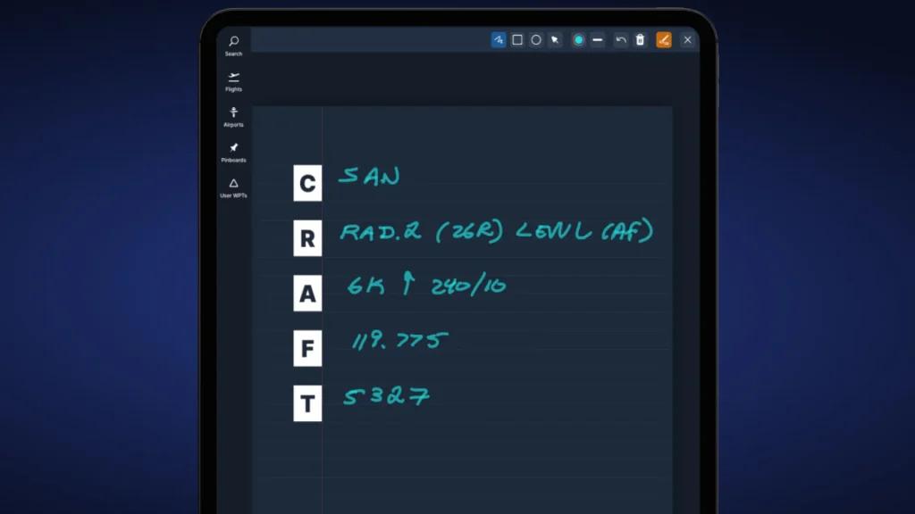 Template CRAFT no Navigraph Scratchpads