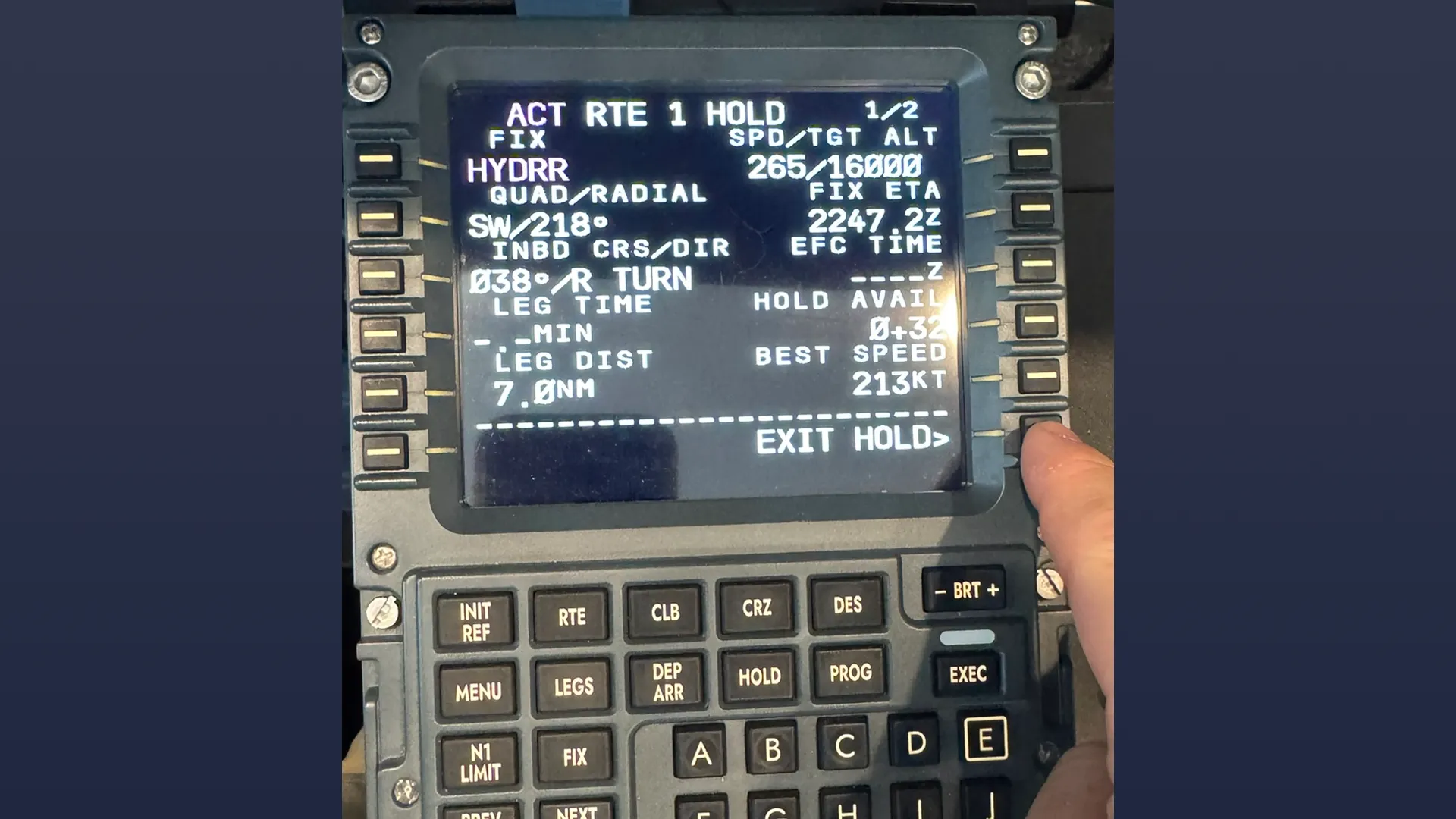 Exiting the hold no CDU